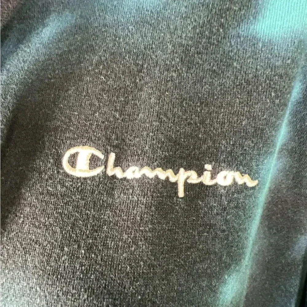 Champion Size S/CH Blue Black Tie-Dye Long Sleeve Hooded Sweater - Picture 4 of 9